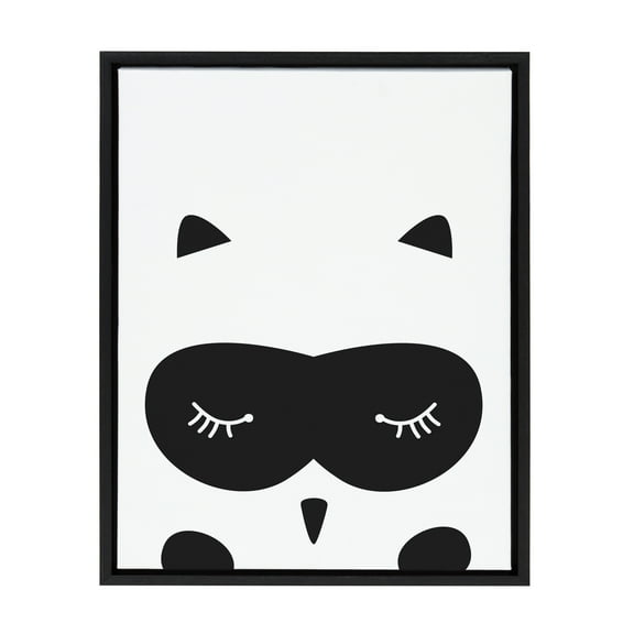 Kate and Laurel Sylvie Modern Baby Owl Framed Canvas Wall Art by Rachel Lee of My Dream Wall, 18x24 Black, Adorable Animal Art for Wall