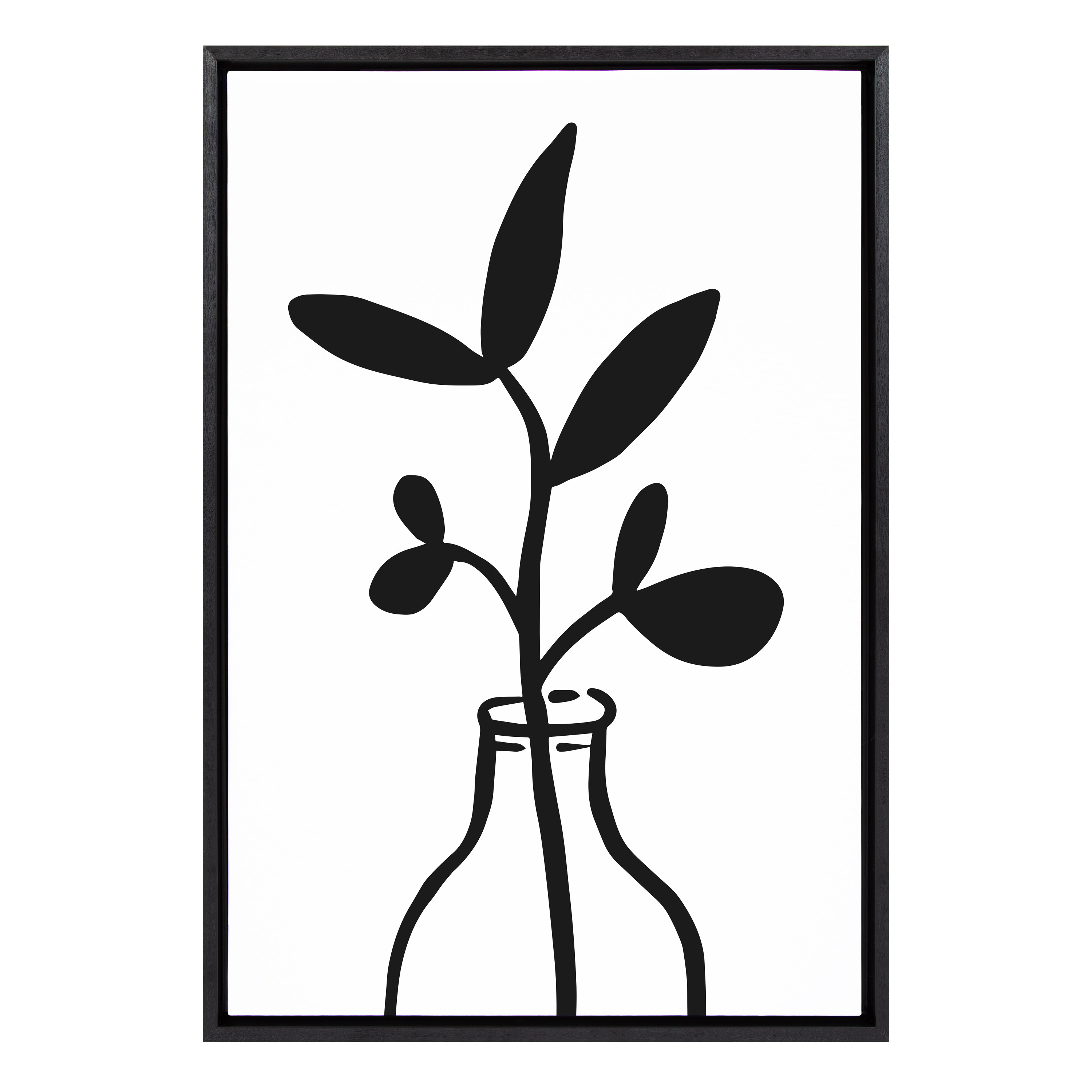 Modern Black and White Botanical Vase Canvas Print