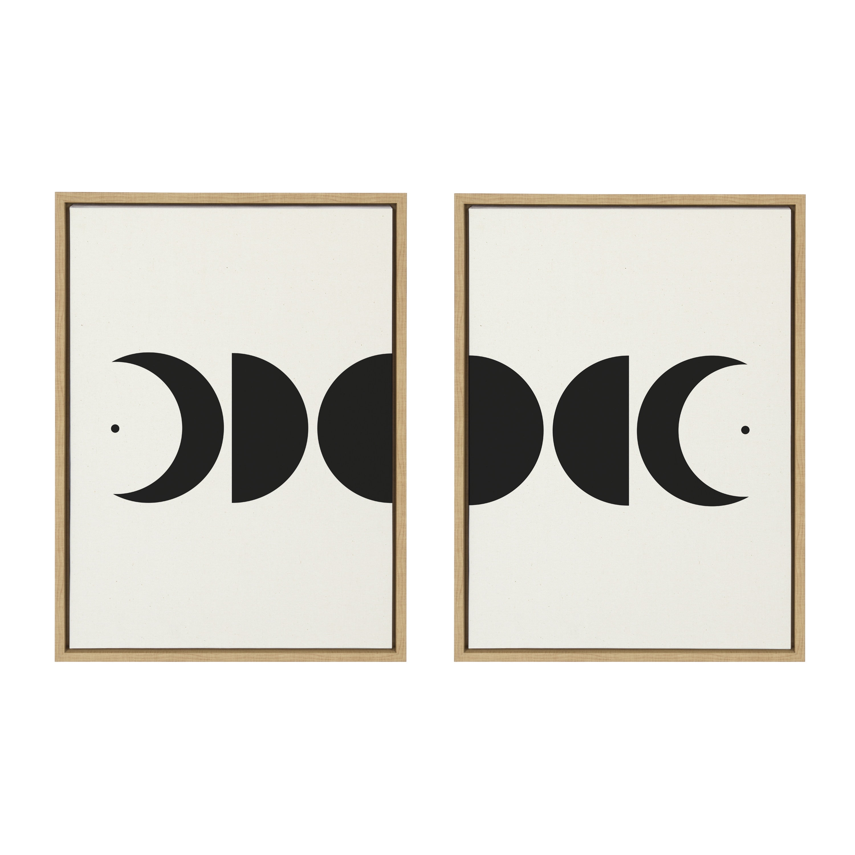 Modern Geometric Moon Phases Black and White Canvas Art Set