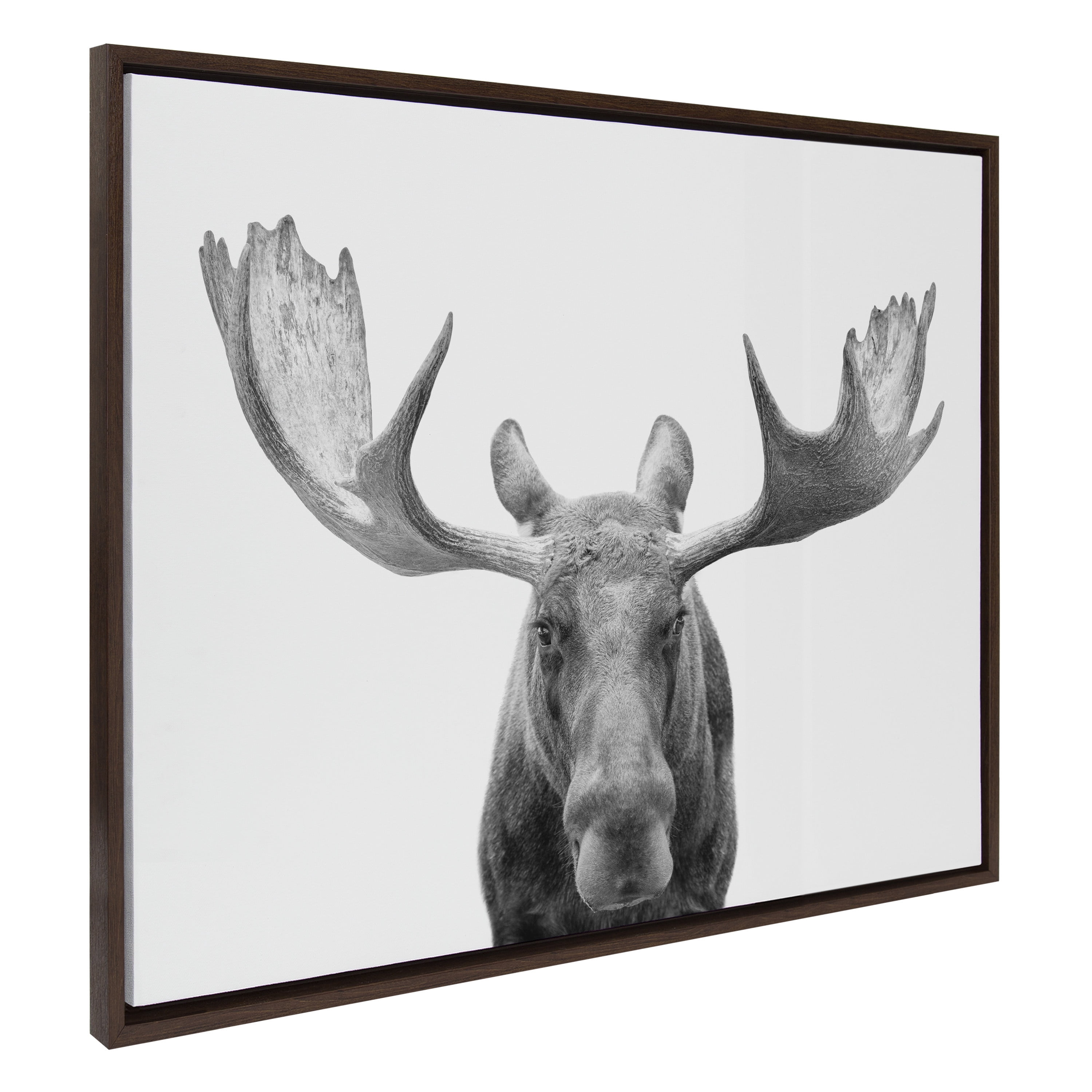 Kate and Laurel Sylvie Moose Black and White Framed Canvas Wall Art by ...