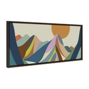 Kate and Laurel Sylvie Mountains Crop Framed Canvas Wall Art by Rachel Lee of My Dream Wall, 18x40 Brown, Midcentury Modern Abstract Landscape