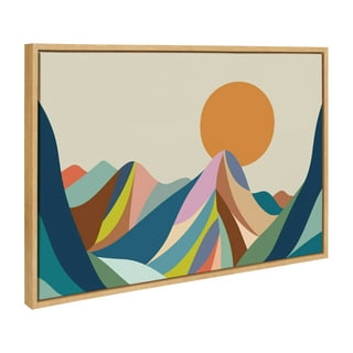 Kate and Laurel Sylvie MCM Mountains Framed Canvas Wall Art by