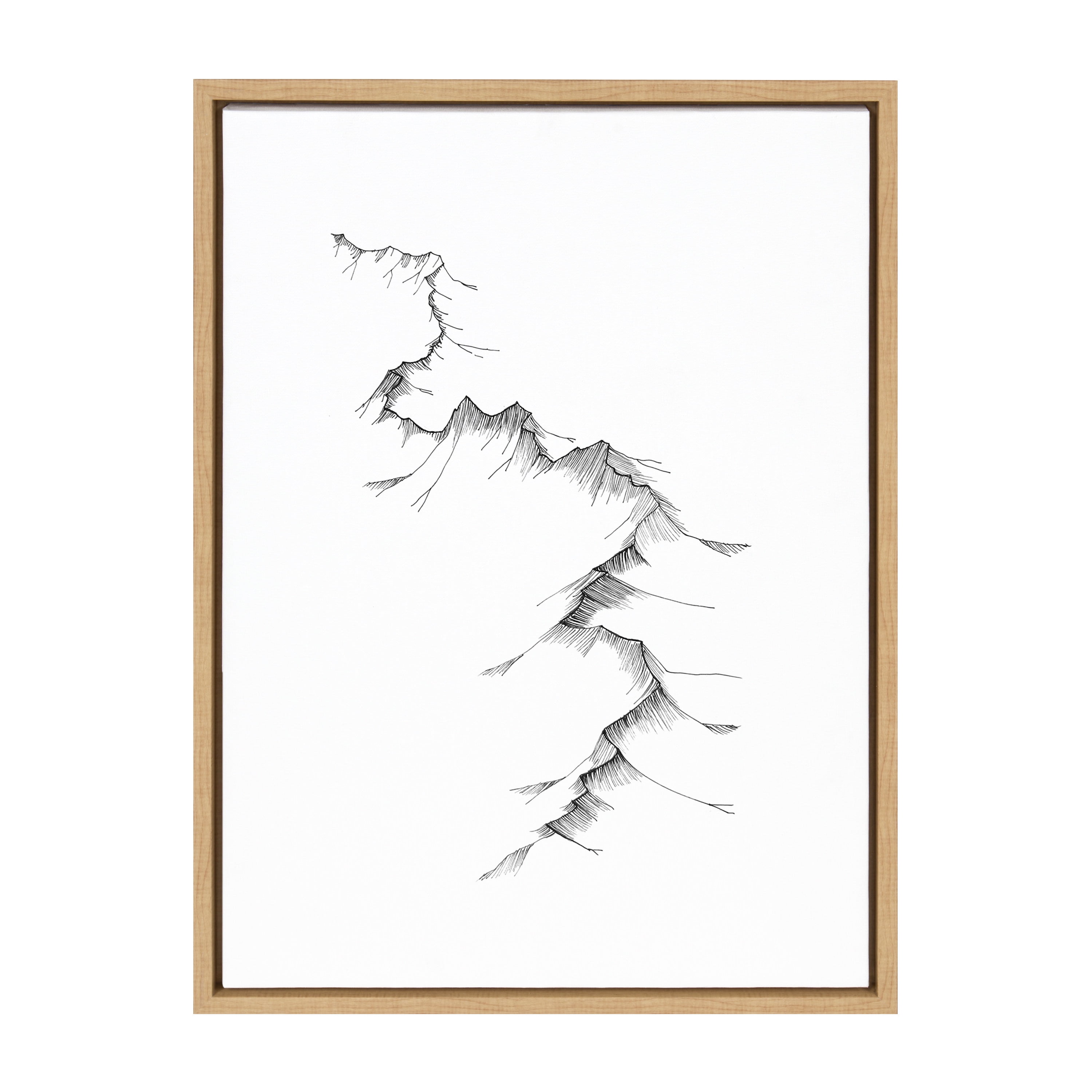 Kate and Laurel Sylvie Mountains Framed Canvas Wall Art by Violanbsp; Kreczmer, 18x24 Natural, Black and White Nature Art for Wall