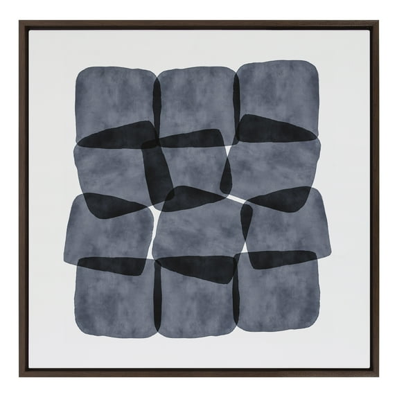 Kate and Laurel Sylvie Navy Block Abstract Framed Canvas Wall Art by Amy Lighthall, 30x30 Brown, Decorative Modern Abstract Art Print for Wall