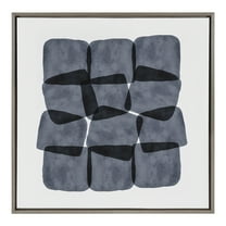 Kate and Laurel Sylvie Navy Block Abstract Framed Canvas Wall Art by Amy Lighthall, 30x30 Gray, Decorative Modern Abstract Art Print for Wall