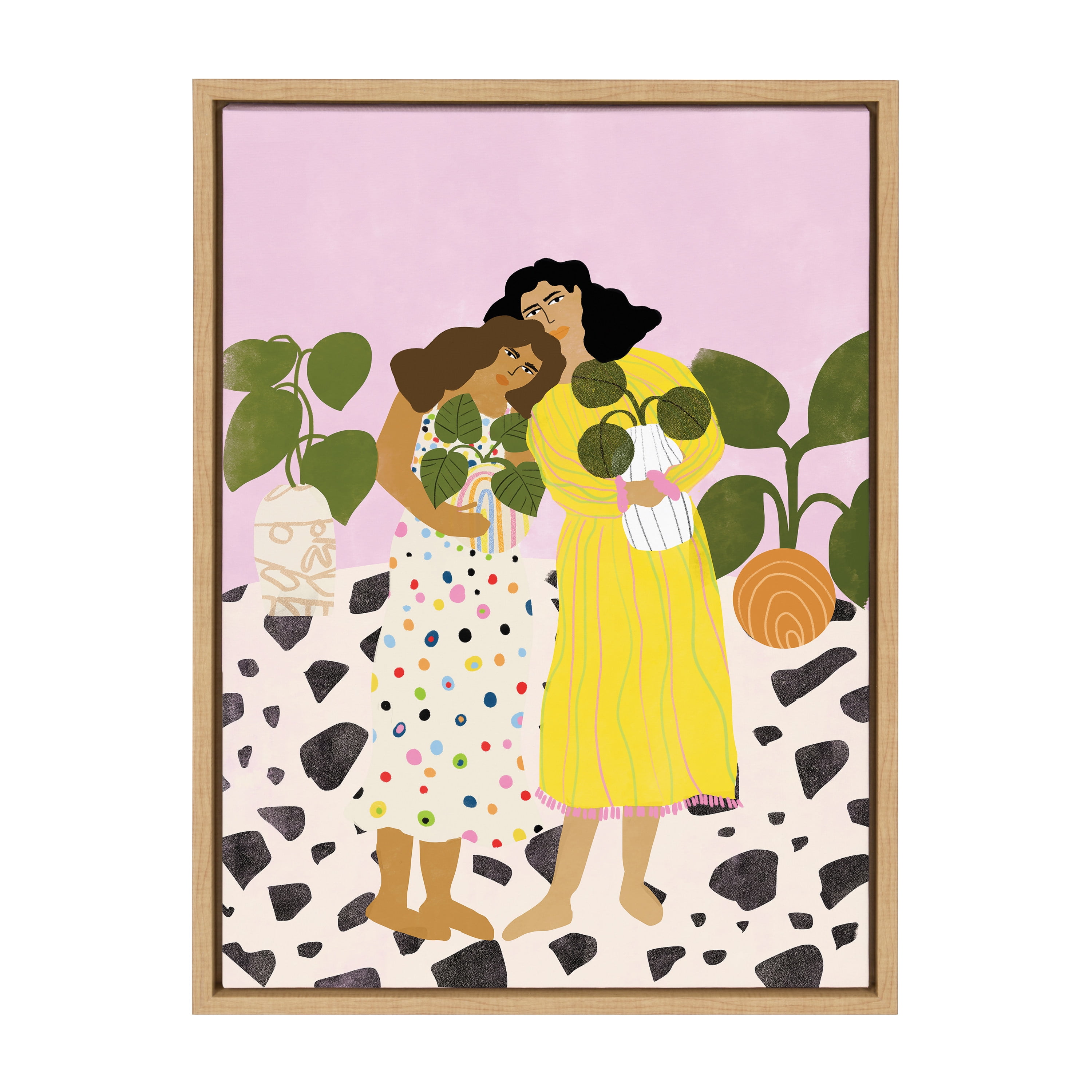 Kate and Laurel Sylvie No Thanks We Have Plants Framed Canvas Wall Art by Alja  Horvat, 18x24 Natural, Nature Art for Wall