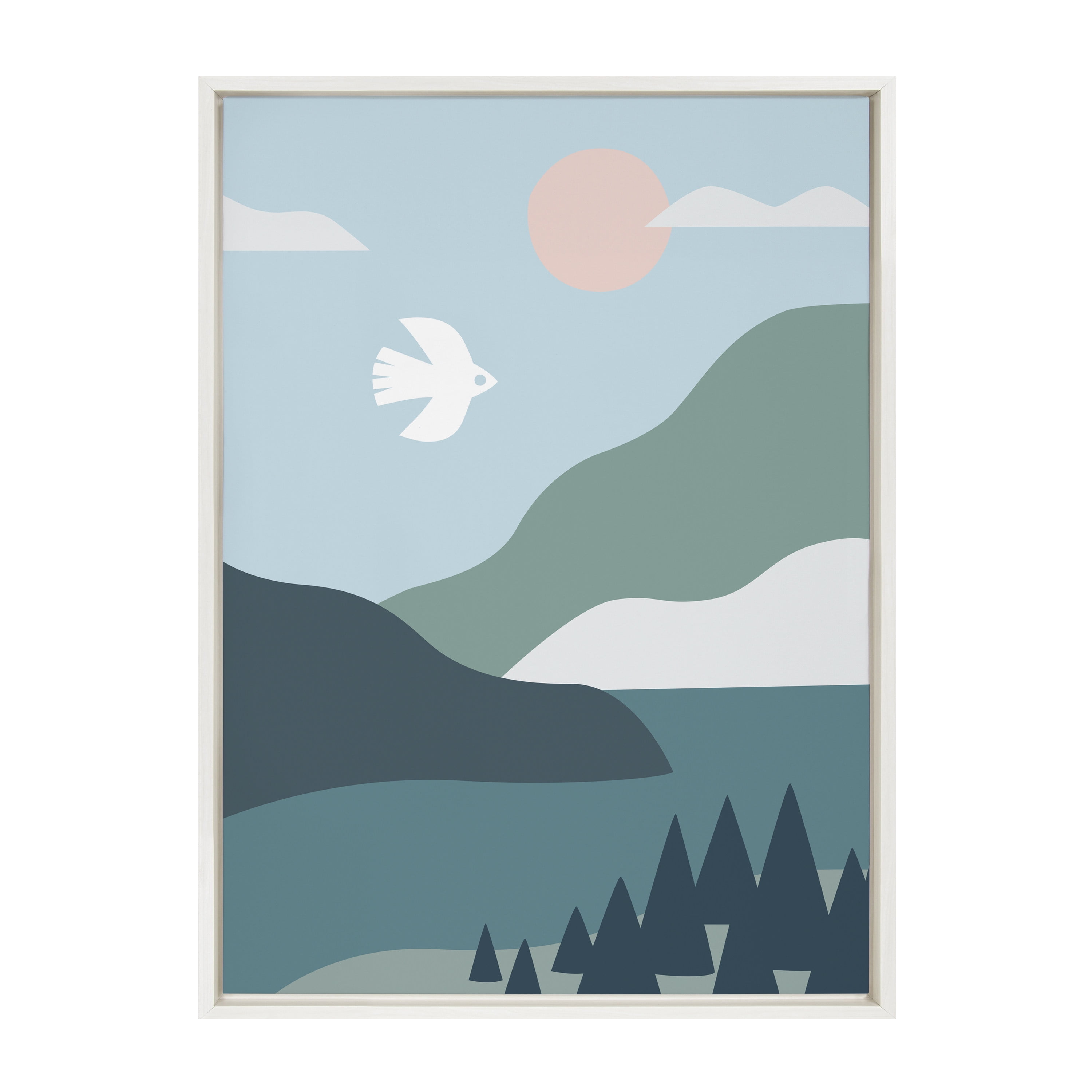 23" x 33" White Framed Nordic Landscape Canvas Art