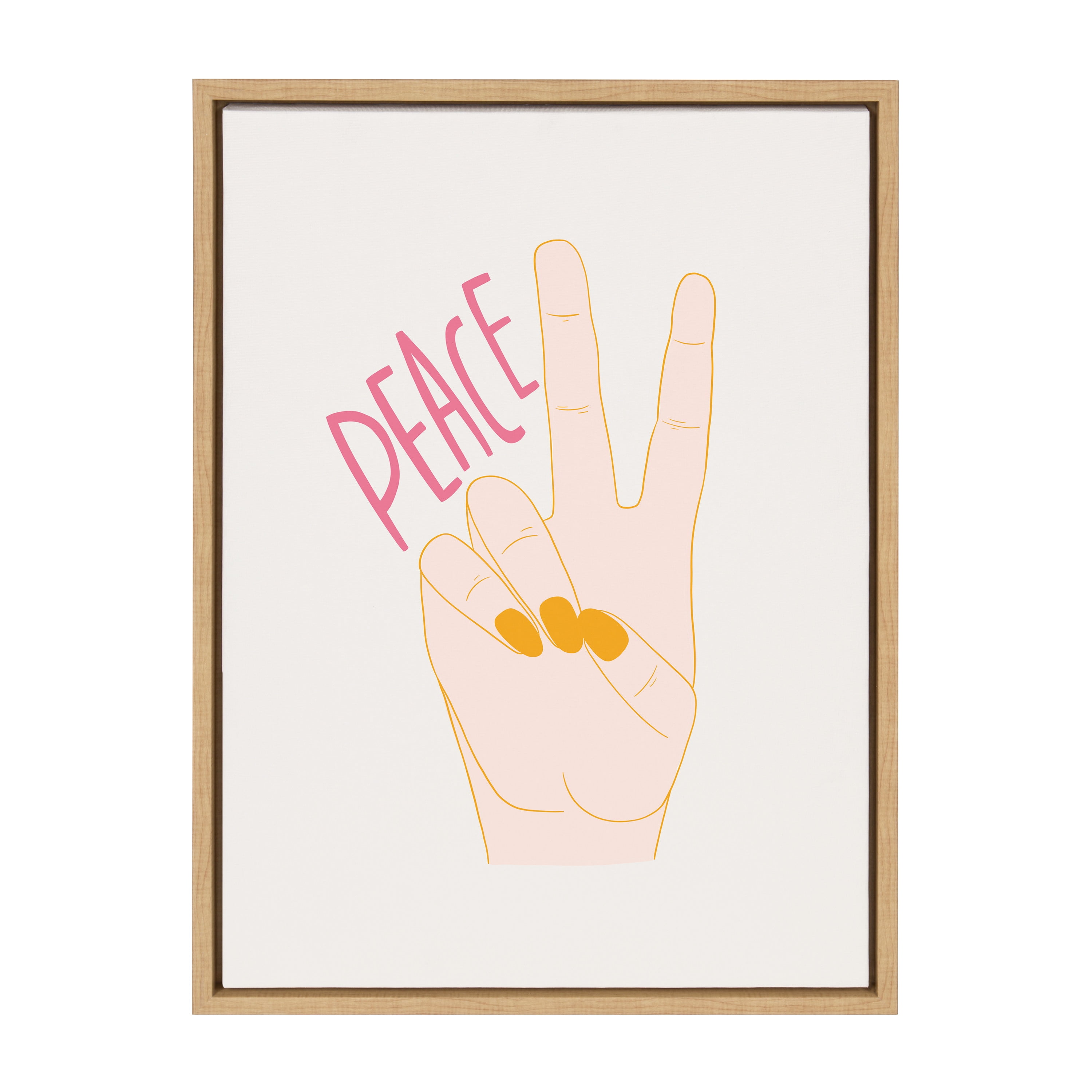 Sylvie Peace Natural Framed Canvas Wall Art 18" x 24"