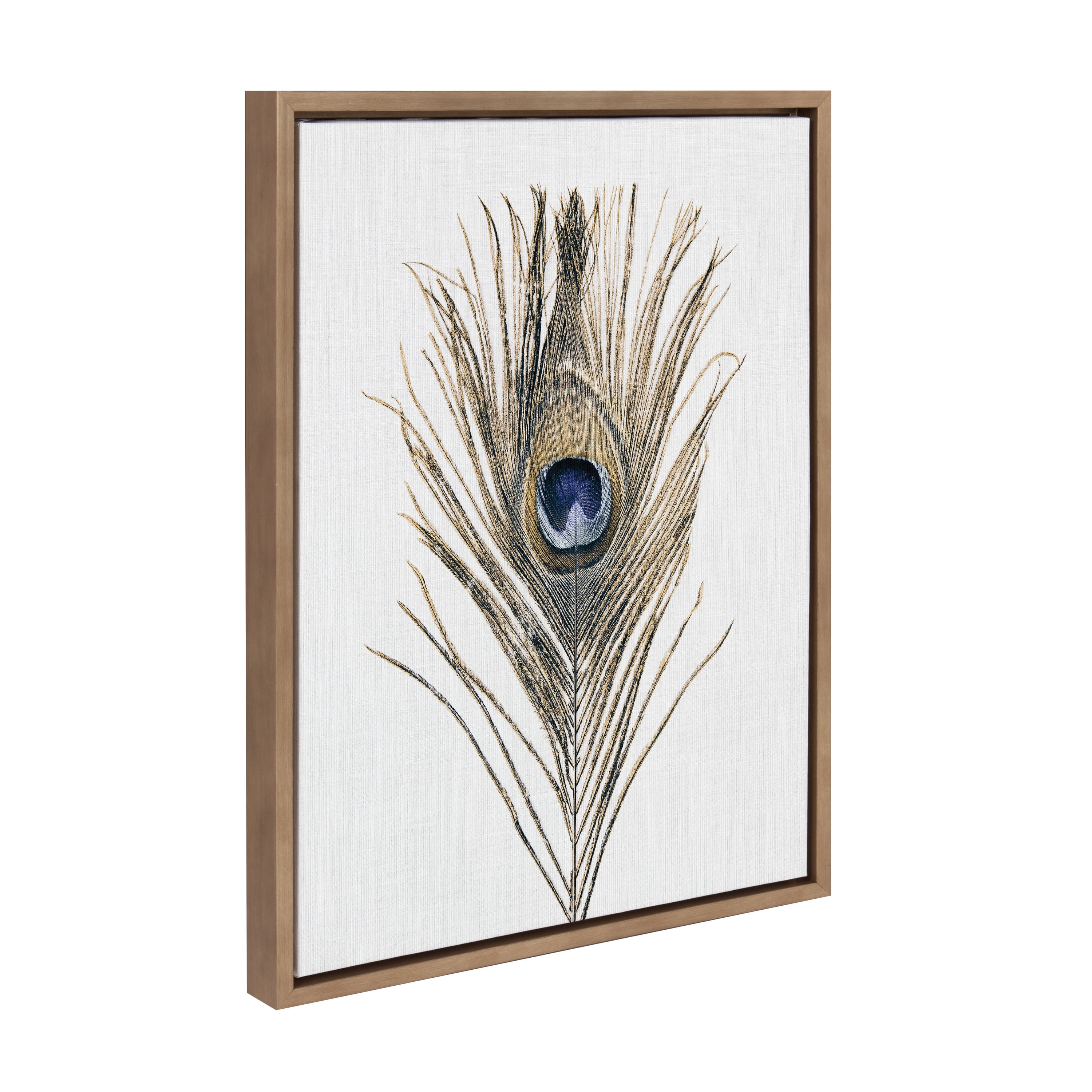 Gold Framed Peacock Feather Canvas Wall Art, 18x24