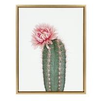 Kate and Laurel Sylvie Pink Cactus Flower Framed Canvas Wall Art by Amy Peterson, 18x24 Gold