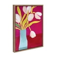 thumbnail image 1 of Kate and Laurel Sylvie Pink Tulips Framed Canvas Wall Art by Emma Daisy, 18x24 Gold, Decorative Simple Botanical Wall Décor, 1 of 6