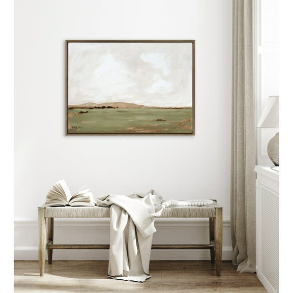 Kate and Laurel Sylvie Rest No 2 Framed Canvas Wall Art by Mackenzie Nelson, 41.5x31.5 Gold, Soft Casual Landscape Art for Wall