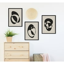 Kate and Laurel Sylvie Retro Midcentury Modern Abstract Graphic Shapes Framed Canvas Wall Art Set by The Creative Bunch Studio, 3 Piece Set Black