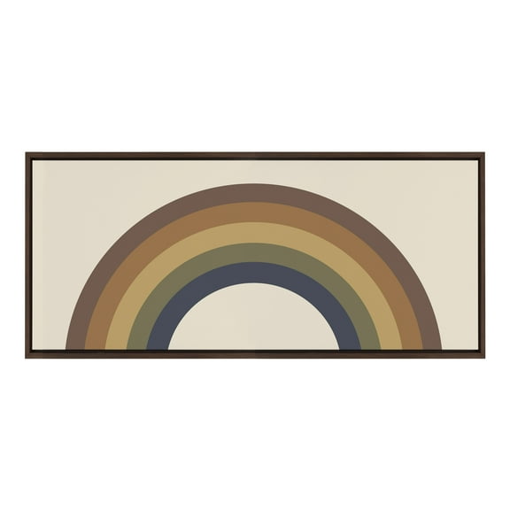 Kate and Laurel Sylvie Retro Rainbow Framed Canvas Wall Art by the Creative Bunch Studio 18x40 Brown Decorative Vintage Art for Wall