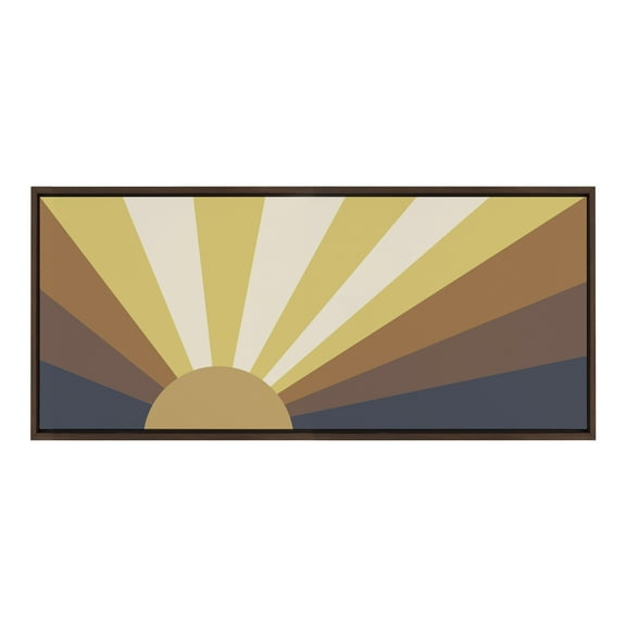 Kate and Laurel Sylvie Retro Sunset Framed Canvas Wall Art by the Creative Bunch Studio 18x40 Brown Vintage Art Print for Wall