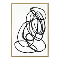 Kate and Laurel Sylvie Ring of Light 2 Framed Canvas Wall Art by Nikki Chu, 23x33 Gold, Decorative Abstract Art for Wall