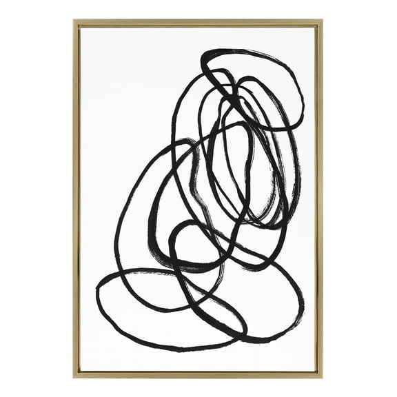 Kate and Laurel Sylvie Ring of Light 2 Framed Canvas Wall Art by Nikki Chu, 23x33 Gold, Decorative Abstract Art for Wall