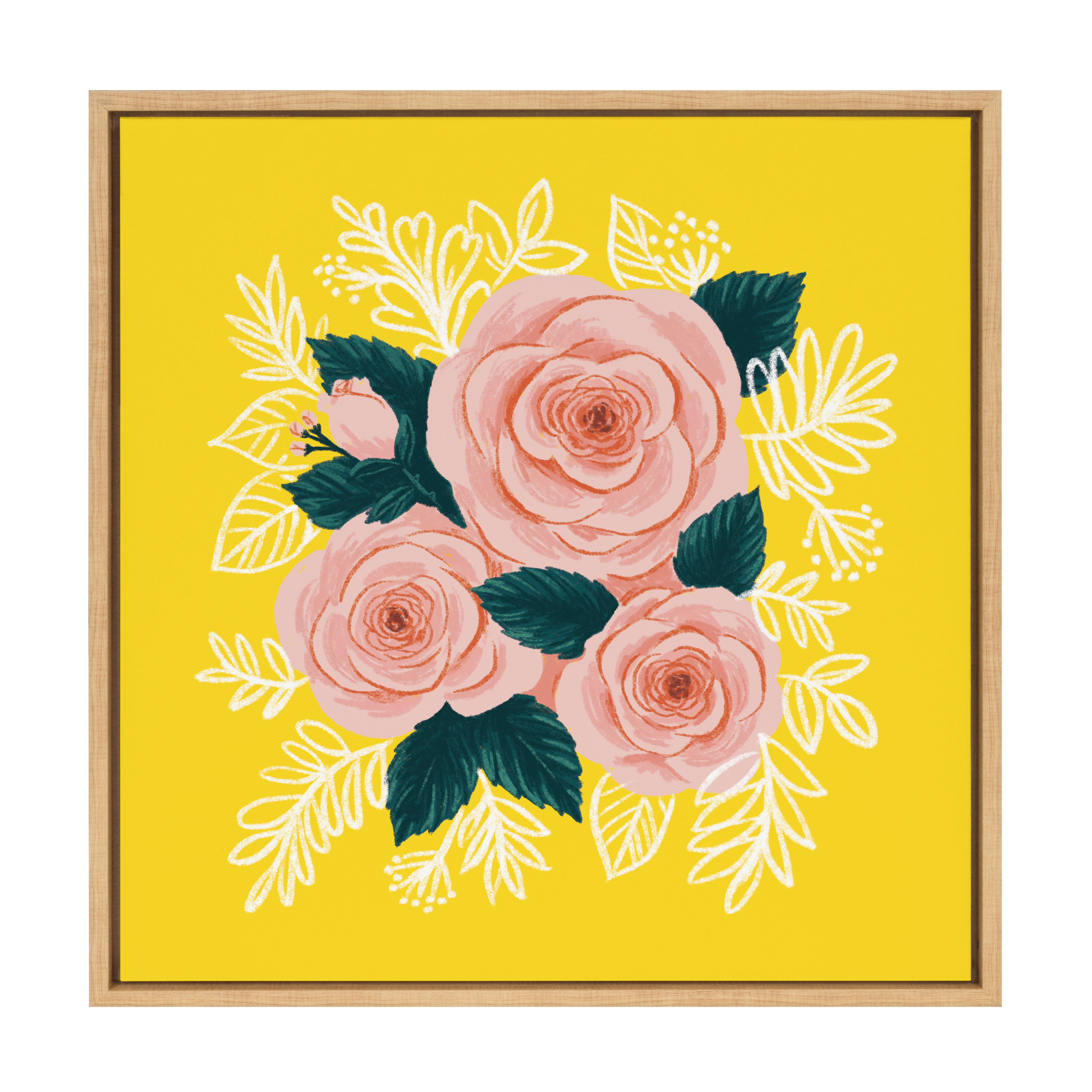 Kate and Laurel Sylvie Rose Clusters Framed Canvas Wall Art by Maria