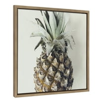 Kate and Laurel Sylvie Solo Pineapple Framed Canvas Wall Art by Emiko and Mark Franzen of F2Images, 22x22 Gold, Chic Kitchen Art Wall Décor