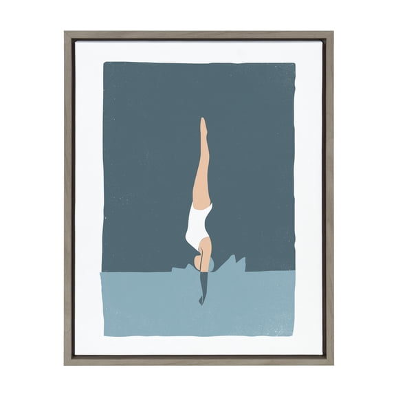Kate and Laurel Sylvie Splash Framed Canvas Wall Art by Rocket Jack, 18x24 Gray, Chic Coastal Art for Wall