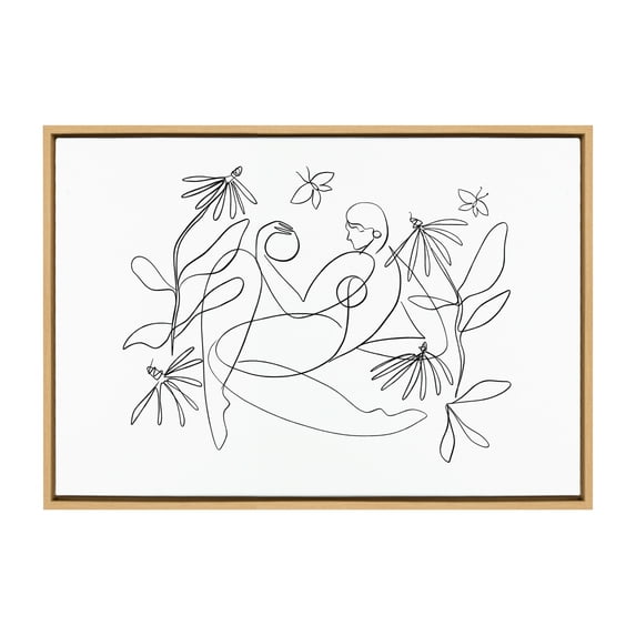 Kate and Laurel Sylvie Spring Is Here Framed Canvas Wall Art by Maggie Stephenson, 23x33 Natural, Minimalist Nature Wall Décor