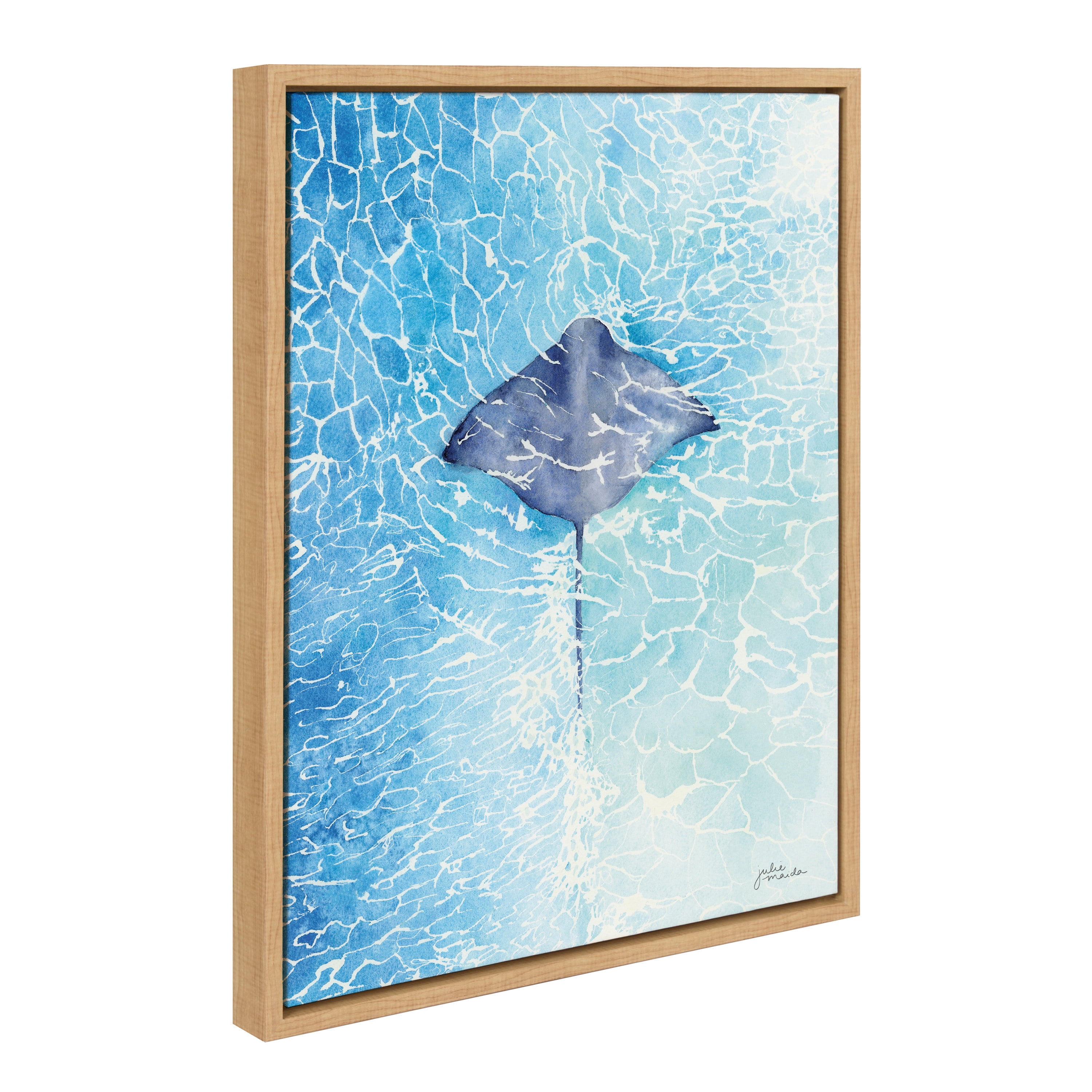 Natural Coastal Stingray Print on Canvas with Polystyrene Frame