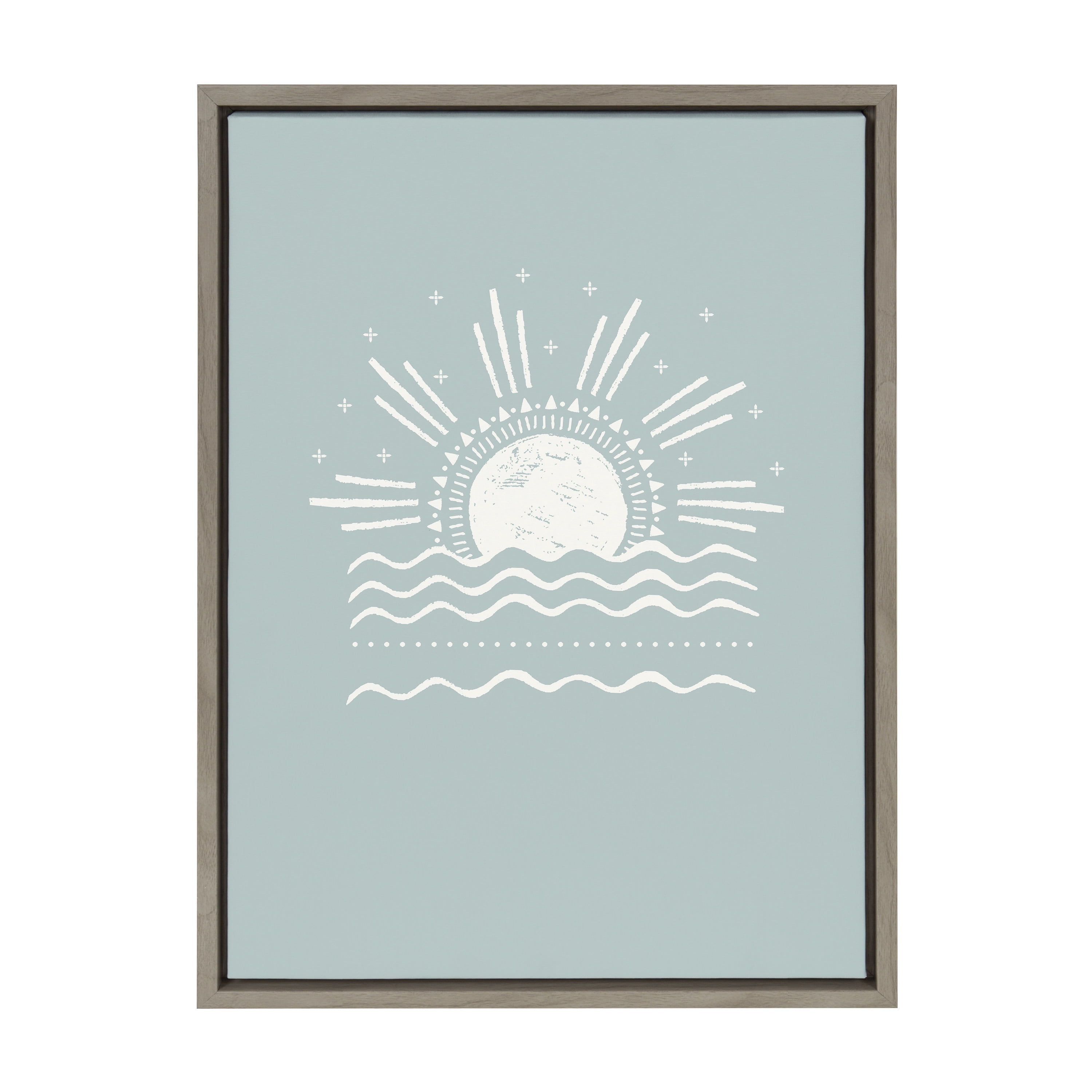 Kate and Laurel Sylvie Sun Beach Tropical Surf Framed Canvas Wall Art by The Creative Bunch Studio, 18x24 Gray, Abstract Art for Wall