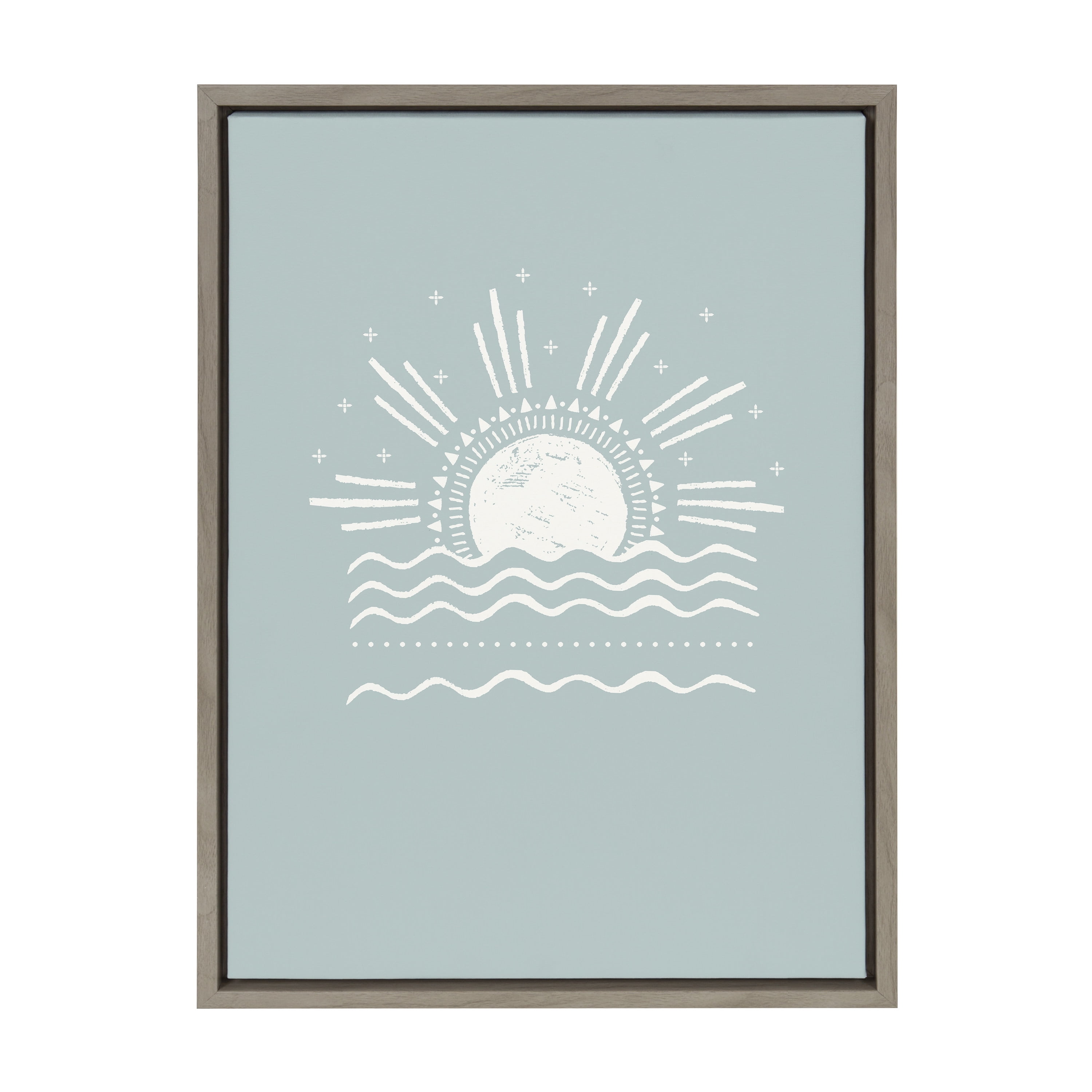 Sun Beach Tropical Surf Abstract Canvas Art in Gray Frame
