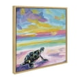 thumbnail image 1 of Kate and Laurel Sylvie Sunset Sea Turtle Framed Canvas Wall Art by Rachel Christopoulos, 22x22 Natural, Beautiful Animal Abstract Wall Décor, 1 of 6