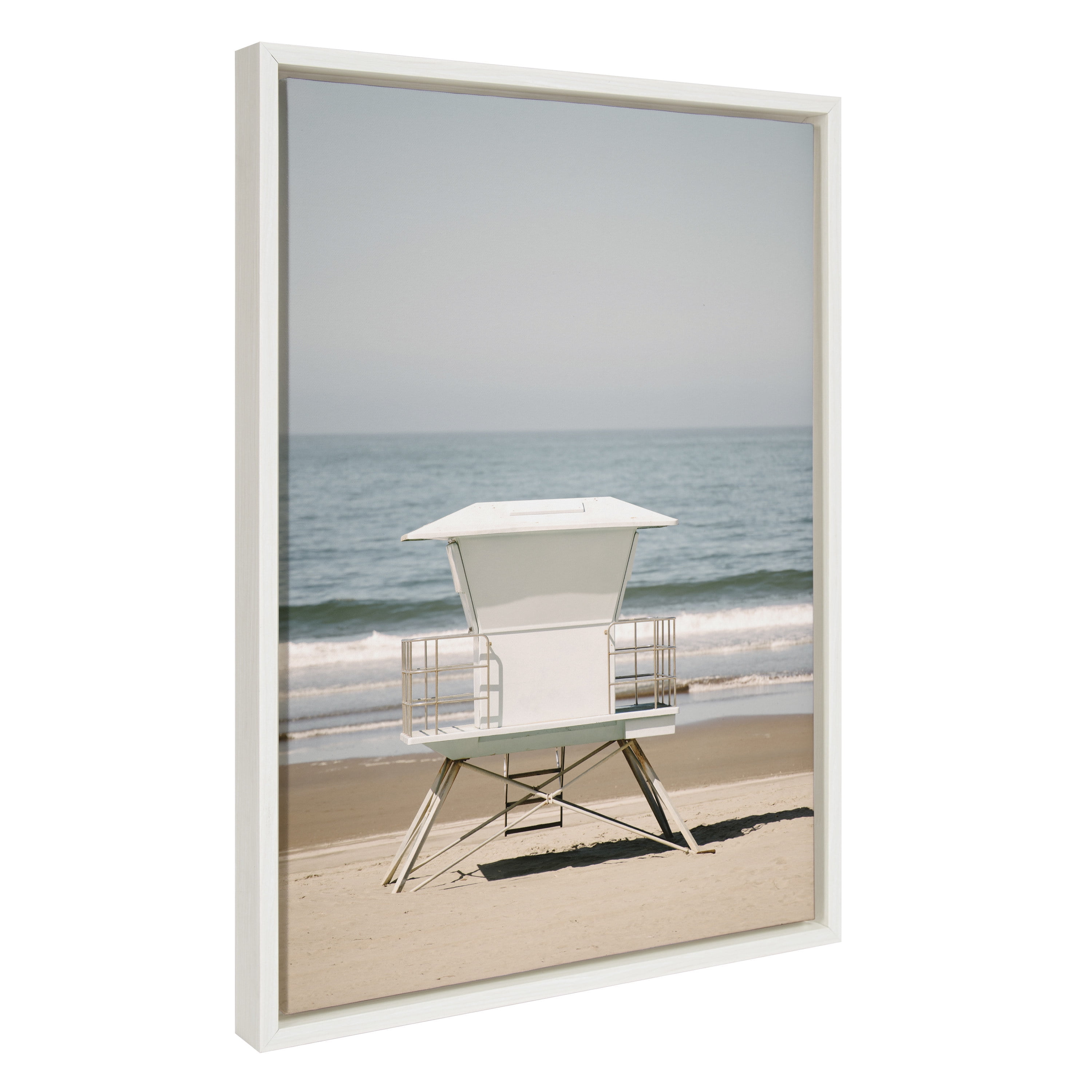 Sylvie Surf Shack Coastal Canvas Print with White Frame