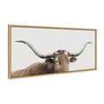 thumbnail image 1 of Kate and Laurel Sylvie Texas Longhorn Framed Canvas Wall Art by The Creative Bunch Studio, 18 x 40, Natural, Decorative Rustic Cow Art for Wall, 1 of 6