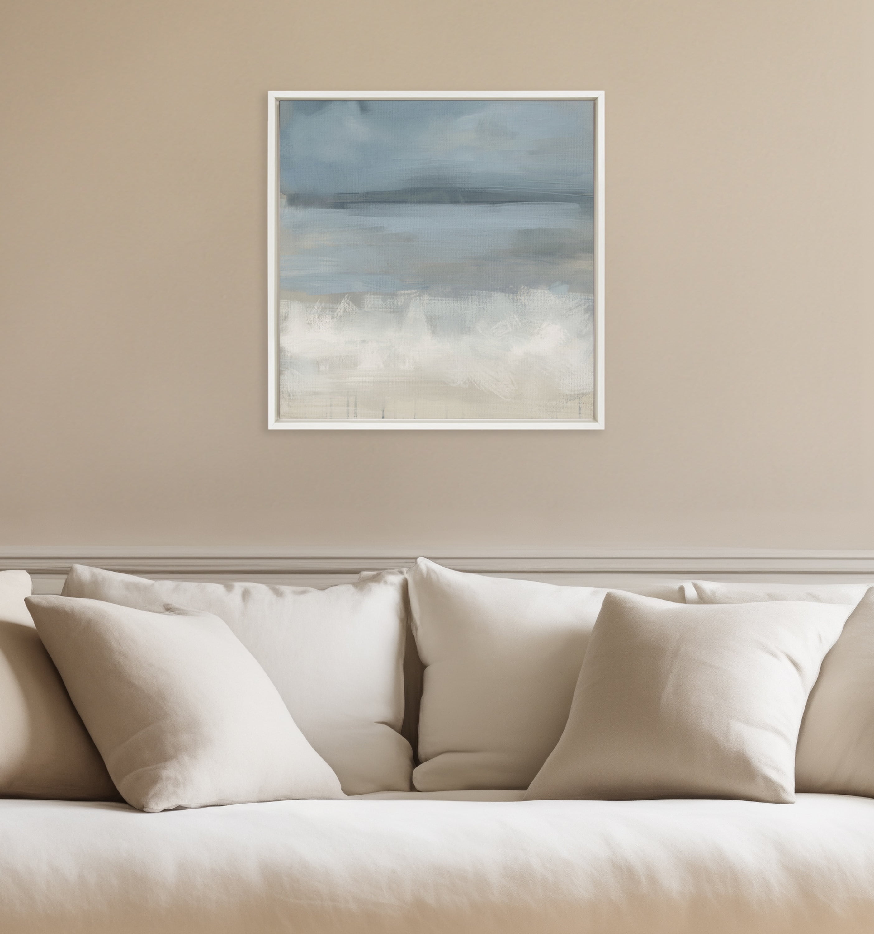Sylvie 22"x22" Blue and White Abstract Canvas Art