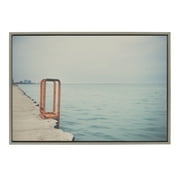 Kate and Laurel Sylvie The Orange Steps Framed Canvas Wall Art by Laura Evans, 23x33 Gray, Decorative Coastal Art for Wall