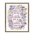 thumbnail image 1 of Kate and Laurel Sylvie Though She Be But Little She Is Fierce Quote Word Art with Florals Framed Canvas Wall Art by Cat Coquillette, 18x24 Gold, 1 of 5