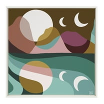 Kate and Laurel Sylvie Tide Framed Canvas Wall Art by Erika Wynn, 30x30 White, Decorative Vibrant Boho Art Print for Wall