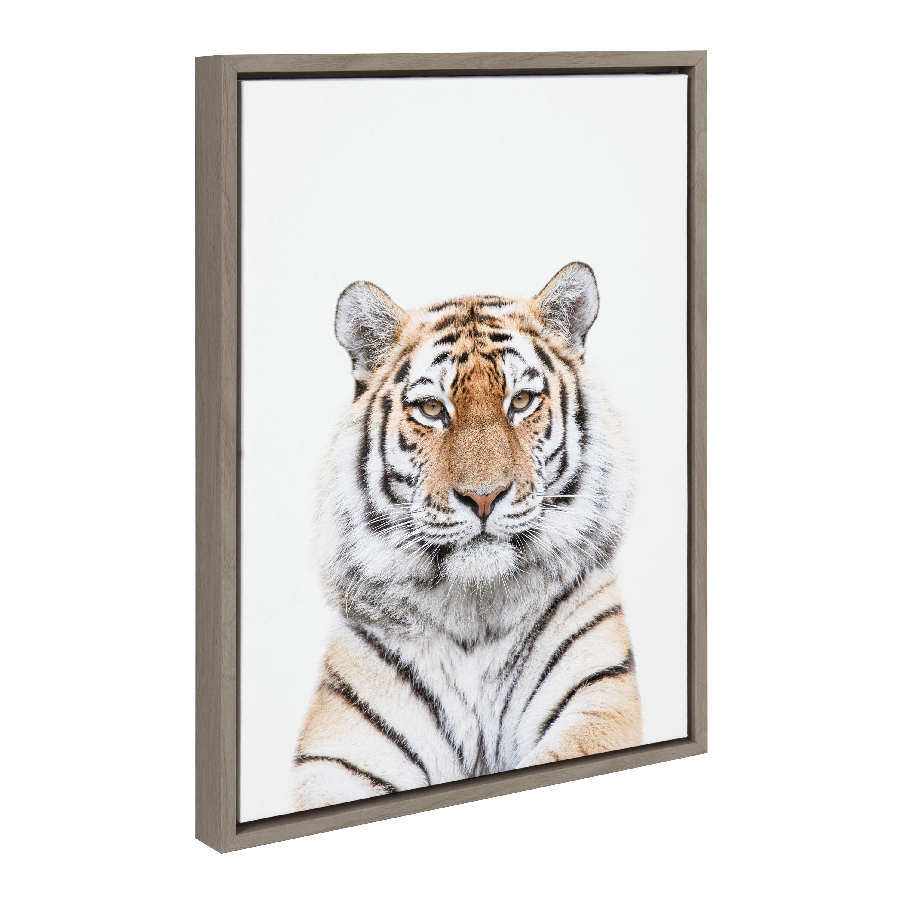 Gray Framed Canvas Tiger Portrait Print, 18" x 24"