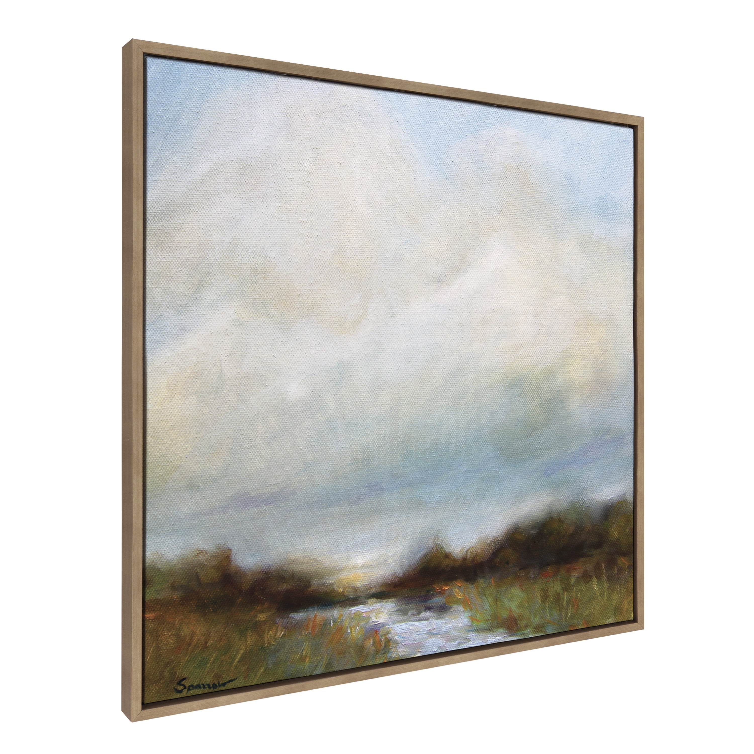 30" x 30" Gold Framed Tranquil Landscape Canvas Print