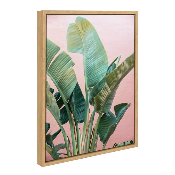 Kate and Laurel Sylvie Tropic Pink Framed Canvas Wall Art by Alicia Bock, 18x24 Natural, Tropical Plant Photography Art for Wall