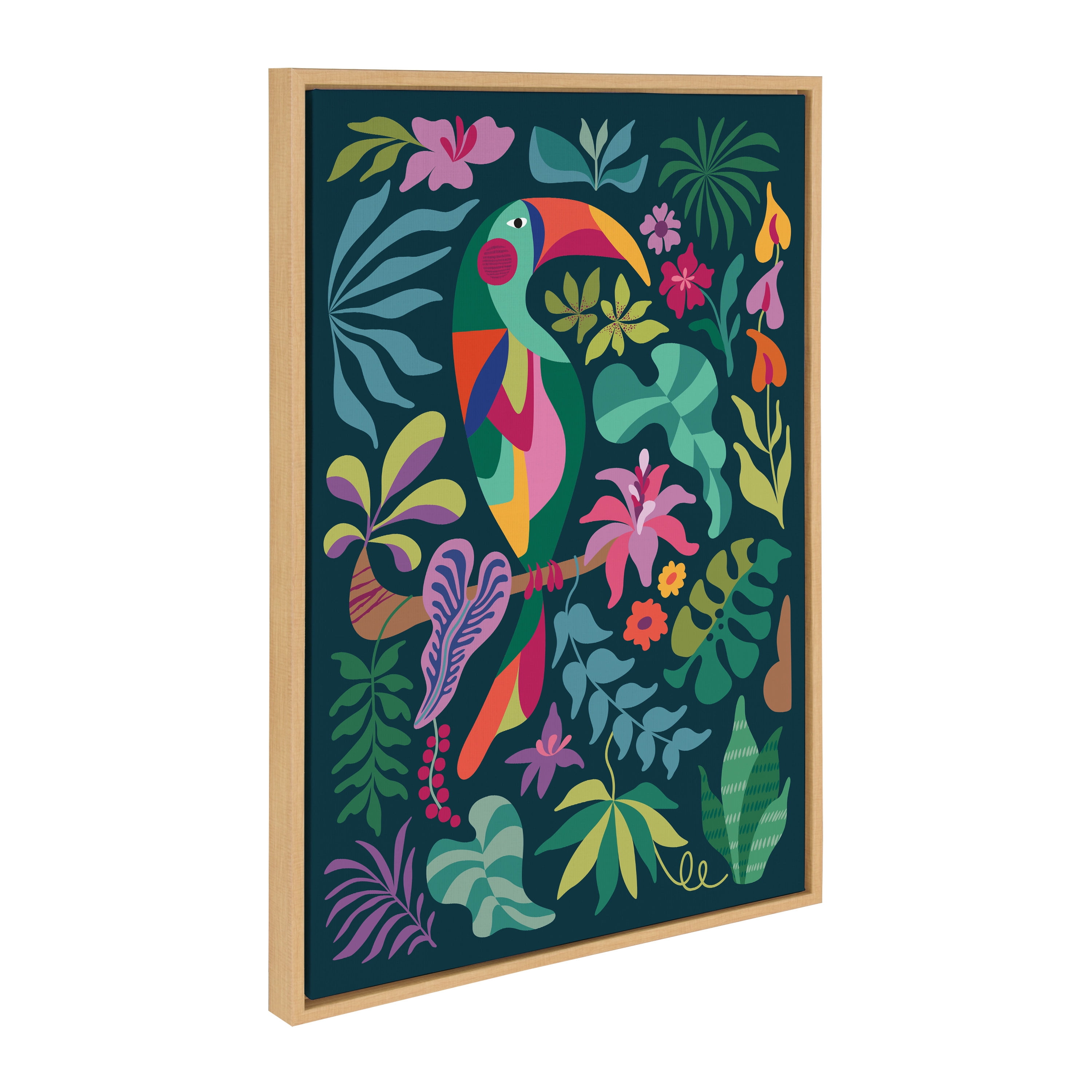 Natural 23x33 Tropical Toucan Framed Canvas Wall Art