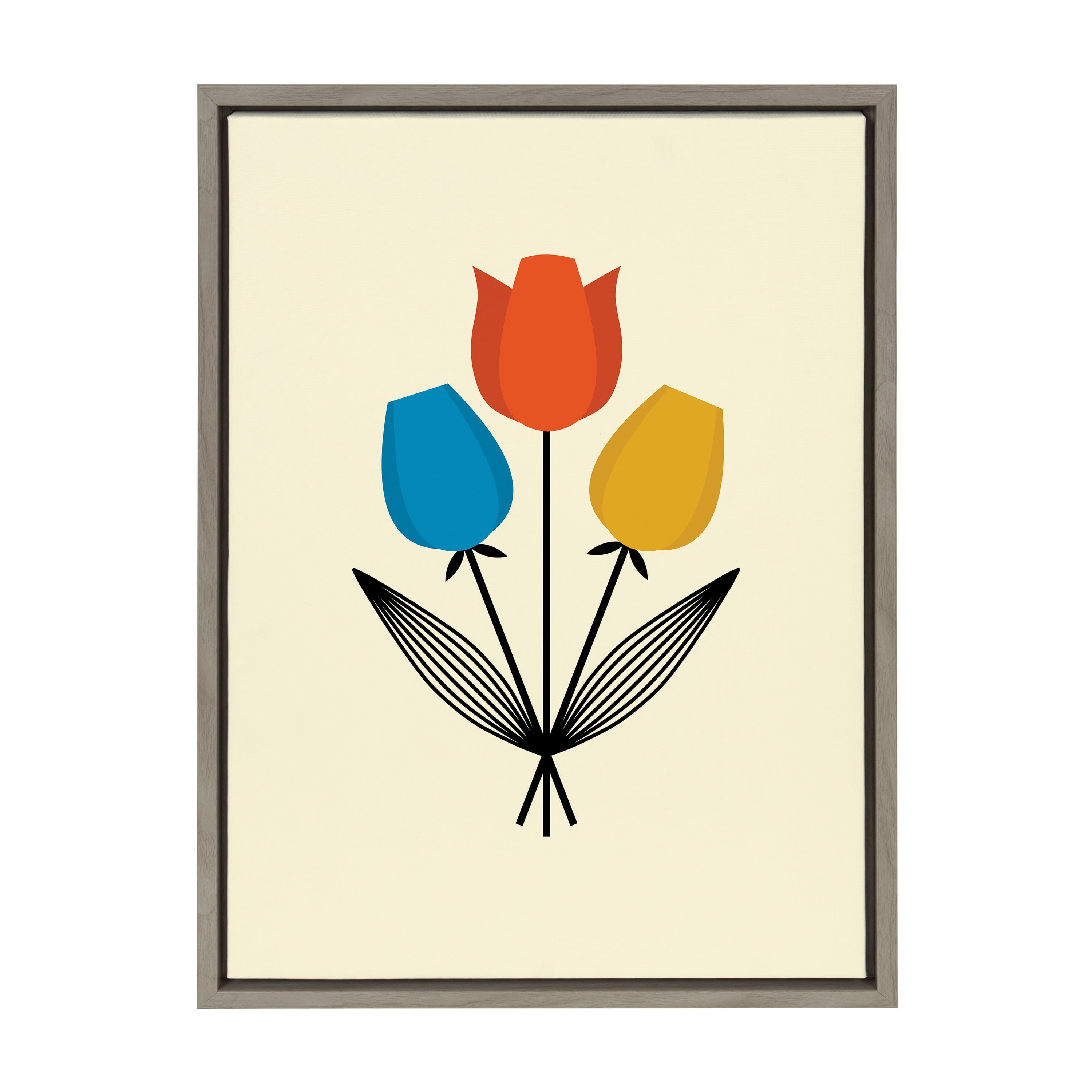 Colorful Tulip Bouquet Framed Canvas Wall Art, 18x24