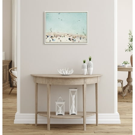 Kate and Laurel Sylvie Turquoise Beach from Above 2 Framed Canvas Wall Art by Amy Peterson Art Studio, 18x24 White, Decorative Beach Art for Wall