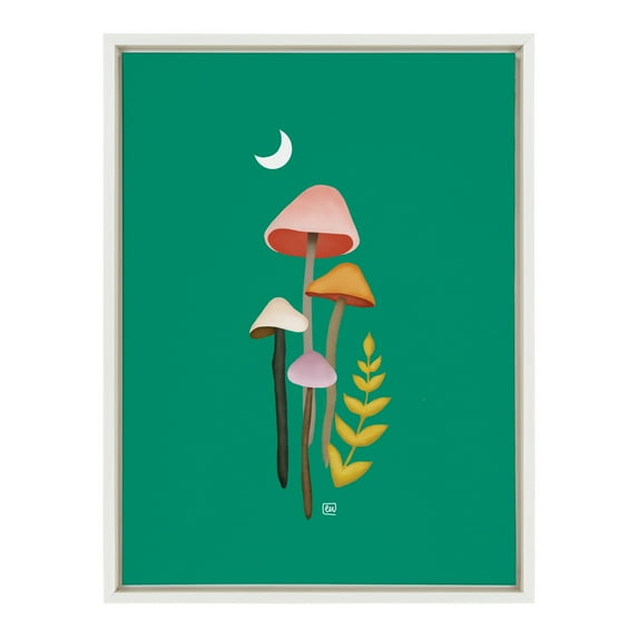Kate and Laurel Sylvie Tye Dye Fungi Framed Canvas Wall Art by Erika Wynn, 18x24 White, Decorative Nature Art Print for Wall
