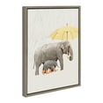 thumbnail image 1 of Kate and Laurel Sylvie Under the Rain Framed Canvas Wall Art by July Art Prints, 18x24 Gray, Cute Elephant Wall Decor, 1 of 6