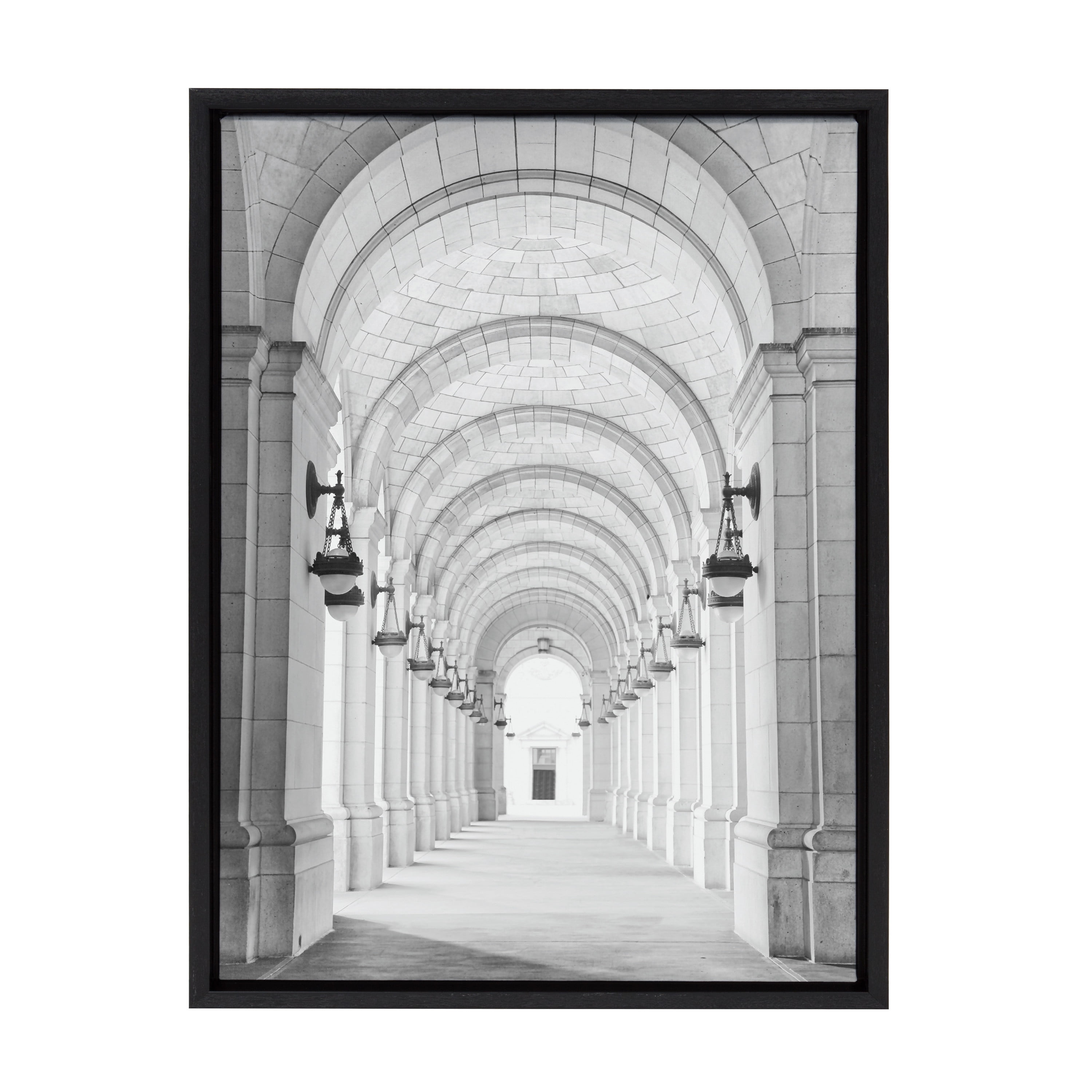 Union Station Black and White Framed Canvas Print, 18x24