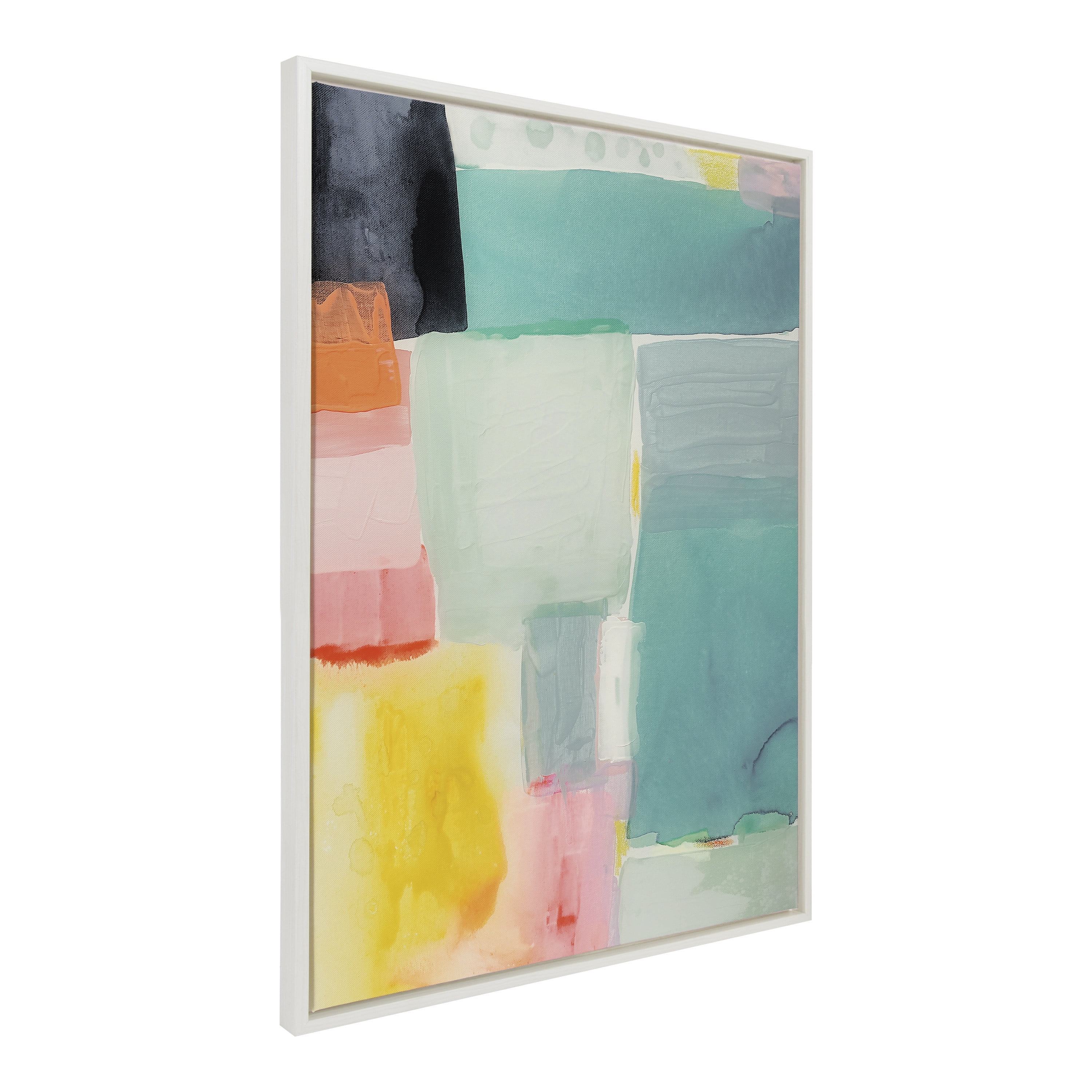 United Colors Abstract Watercolor Canvas Wall Art in White Frame, 28x38