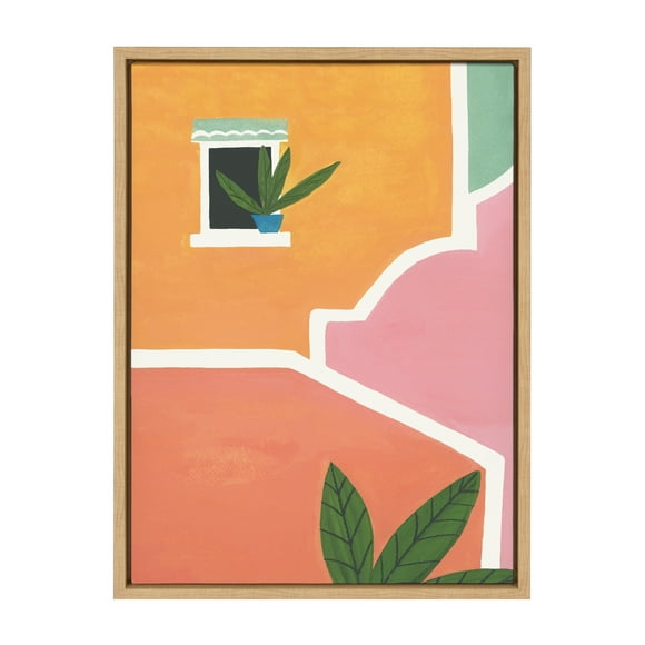 Kate and Laurel Sylvie Village Walls Framed Canvas Wall Art By Teju Reval, 18x24 Natural