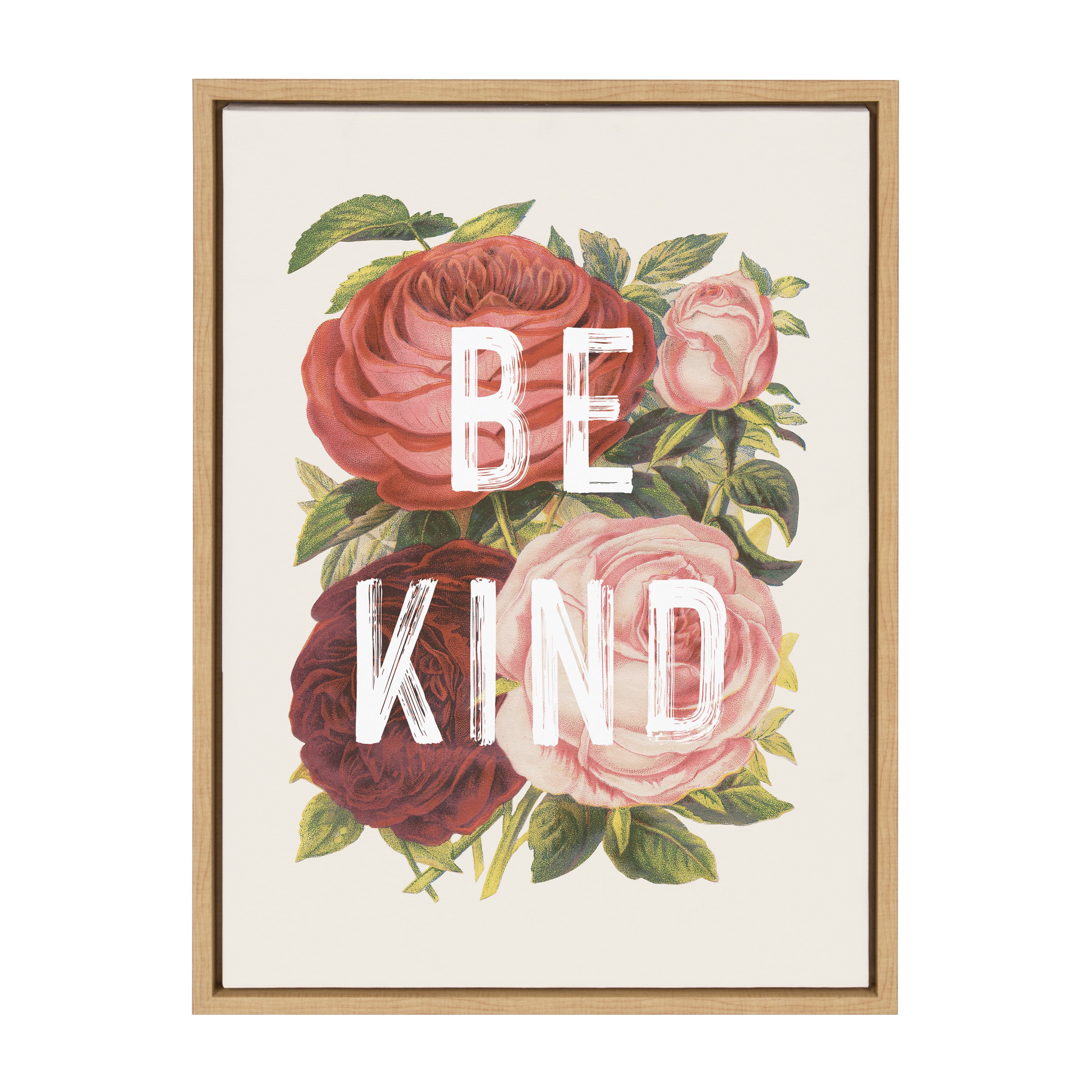 Be Kind Floral Sports Print on Canvas with Polystyrene Frame