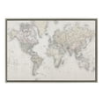 thumbnail image 1 of Kate and Laurel Sylvie Vintage World Map Framed Canvas Wall Art by The Creative Bunch Studio, 23x33 Gray, Decorative Map Art for Wall, 1 of 6