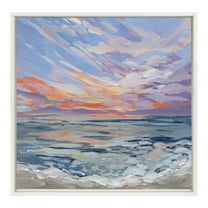 Kate and Laurel Sylvie Virginia Framed Canvas Wall Art by Emily Kenney, 22x22 White, Calming Beach Art for Walls