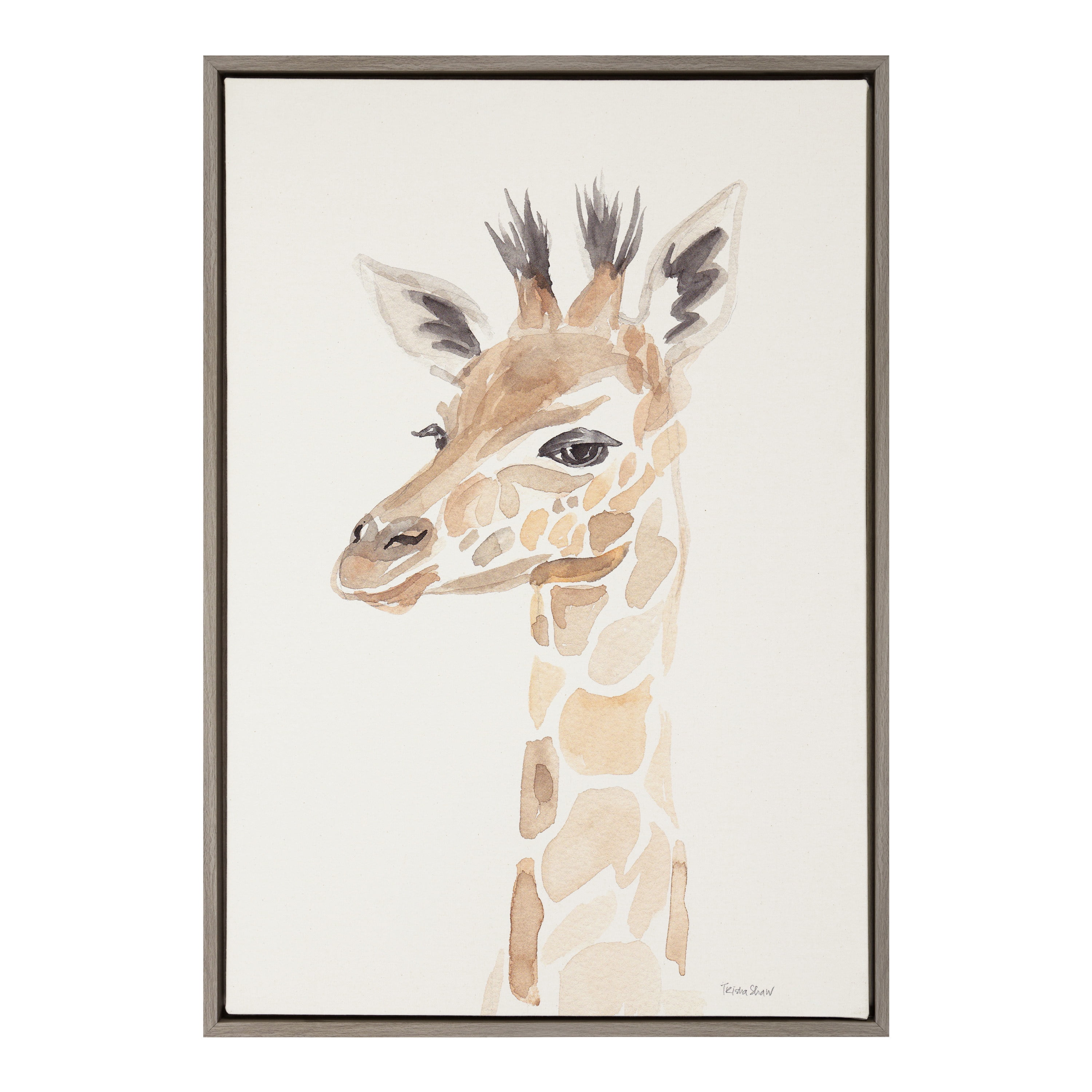 Sylvie Watercolor Giraffe Framed Canvas Art Print, 36" x 27"